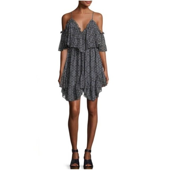 Misa Los‎ Angeles Suki Chiffon Floral Mini Dress Black S - Picture 1 of 7
